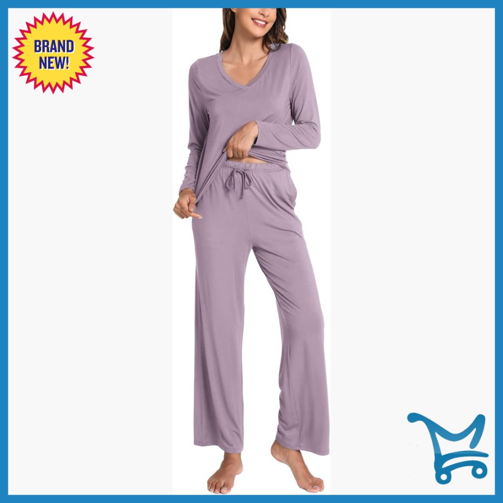 Xxl Bamboo Viscose Pajama Set Long Sleeve Comfy Sleepwear 2 Piece